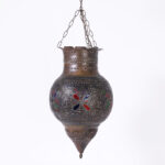 Antique Moroccan Hanging Brass Lantern or Light Fixture