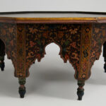 Octagonal Antique Moroccan Painted Coffee Table