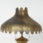 Antique Moroccan Perforated Brass Table Lamp and Shade