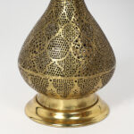 Antique Moroccan Perforated Brass Table Lamp and Shade