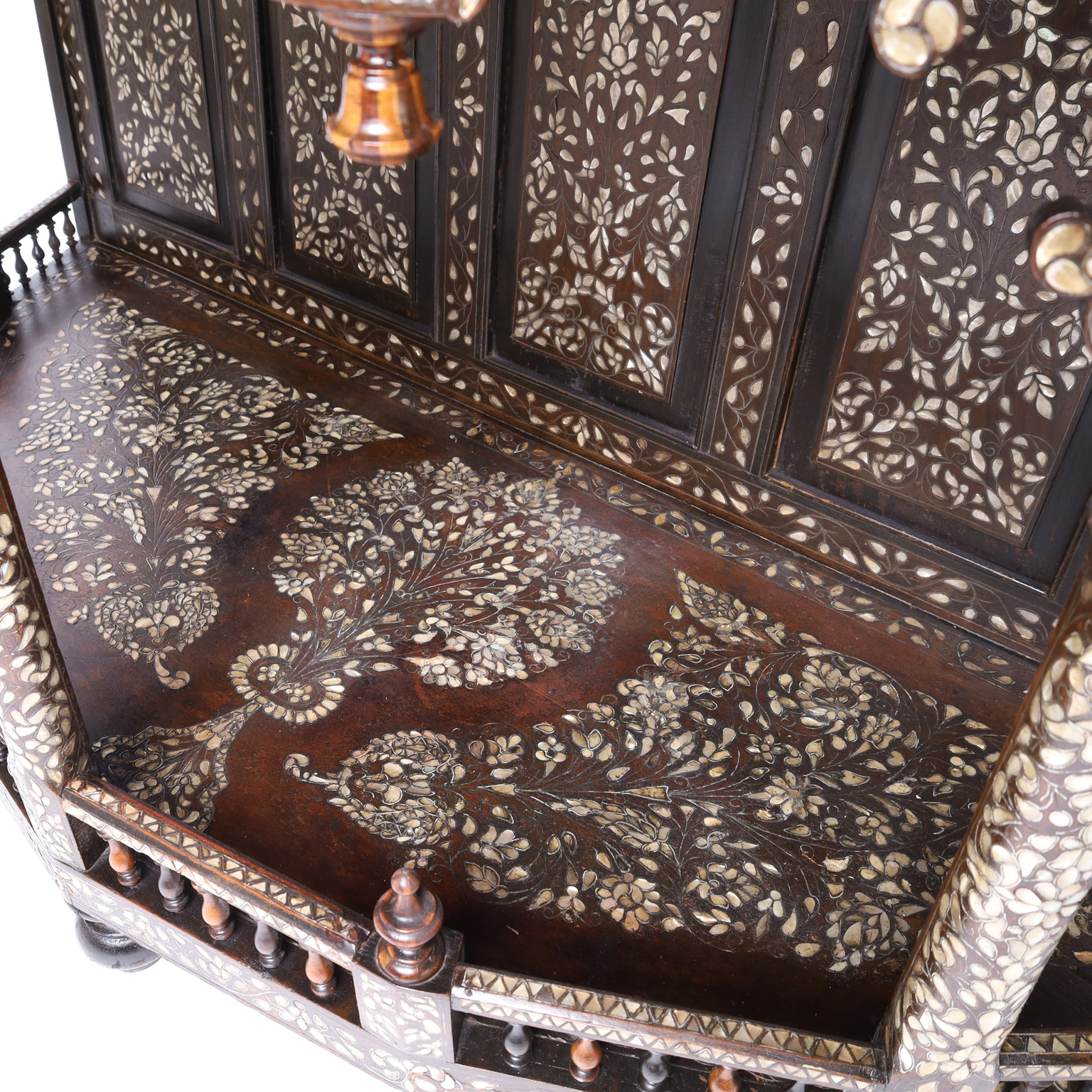 Antique Anglo Indian Marble Top Console with Inlaid Mother of Pearl