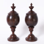 Pair of Antique British Colonial Lidded Coconut Urns