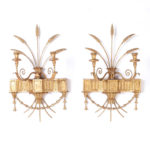 Antique Pair of Italian Gilt Wall Sconces with Wheat Stalk Motif