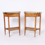 Antique Pair of Louis XVI Style Marble Top Stands
