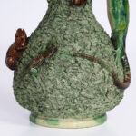 Pair of Antique Palissy Ware Pitchers with Reptiles by Manuel Mafra