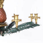 Antique Italian Tole and Brass Pineapple and Palm Leaf Chandelier