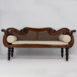 West Indies Carved and Caned Antique Settee or Sofa