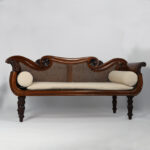 West Indies Carved and Caned Antique Settee or Sofa