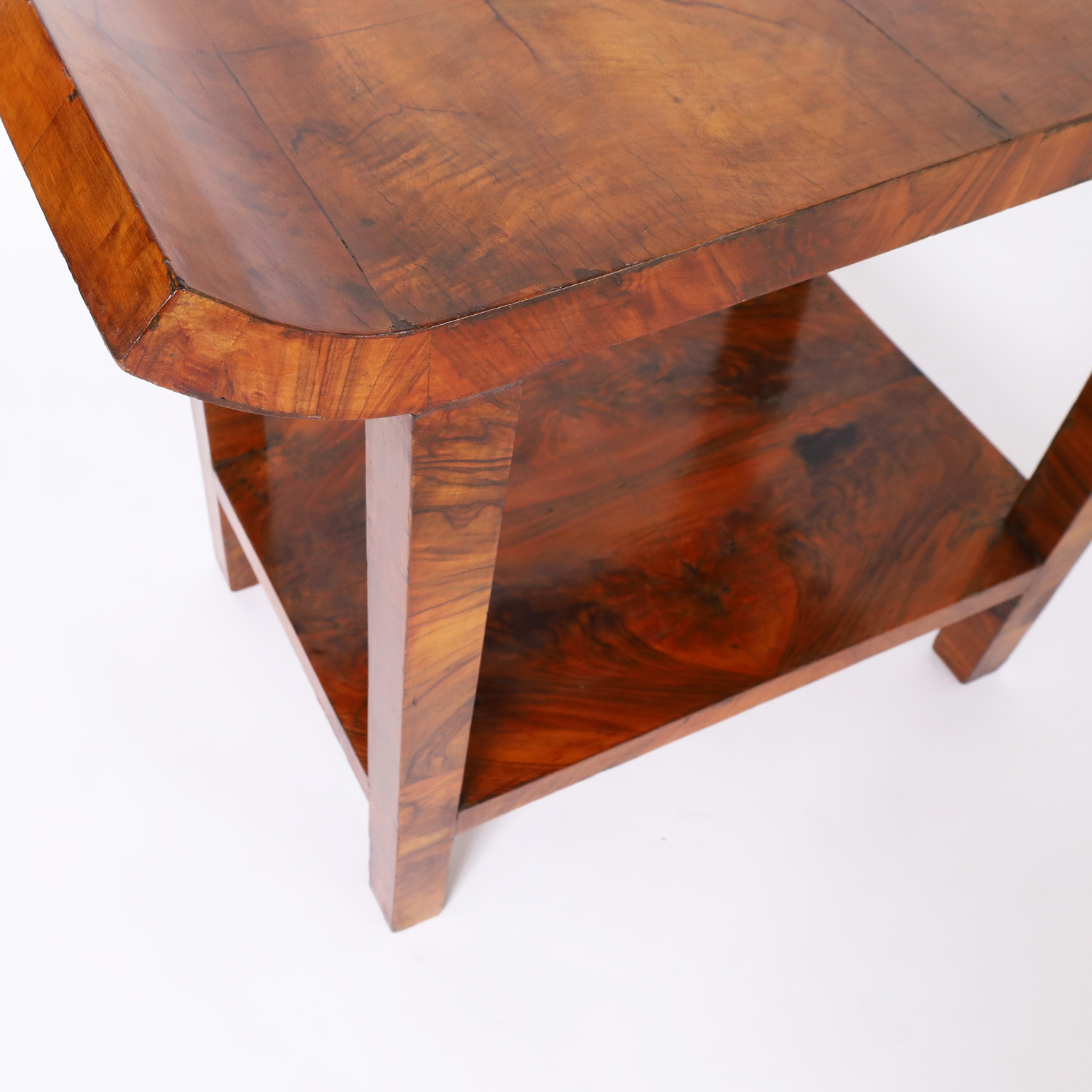 Period French Art Deco Two Tiered Walnut Table