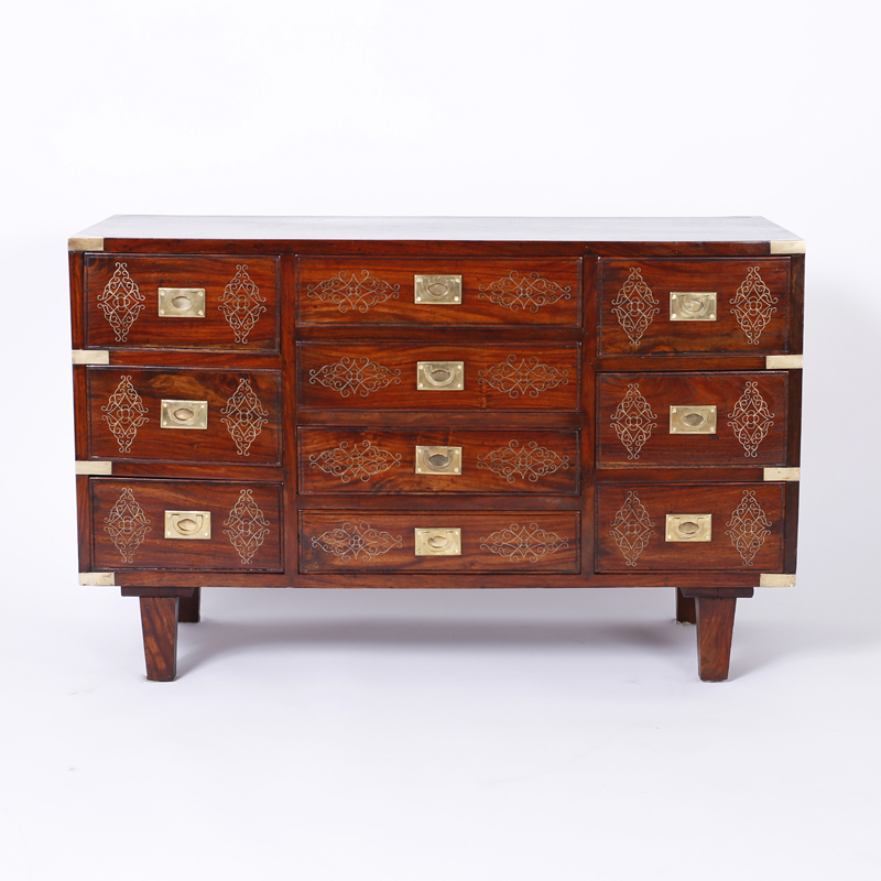 Anglo Indian Mid Century Rosewood Inlaid Chest