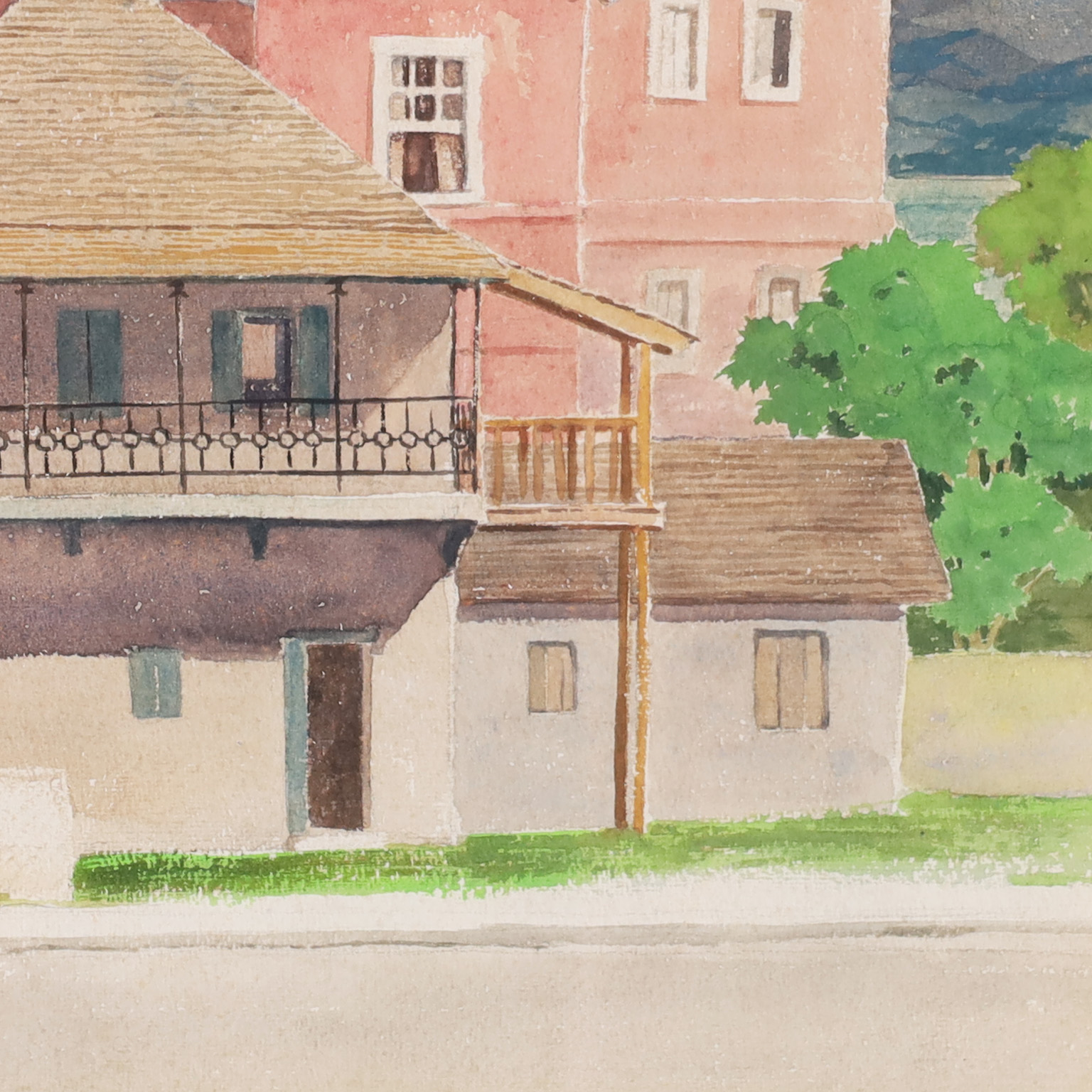 Watercolor of Tropical Architecture in the Bahamas by William Henry