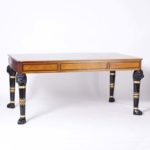 Mid Century Egyptian Revival Leather Top Desk