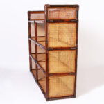 Vintage Caned Bamboo and Grasscloth Etagere or Bookshelf