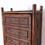 Tall Antique English Bamboo and Grasscloth Cabinet or Armoire