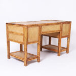 Vintage British Colonial Style Bamboo and Grasscloth Desk