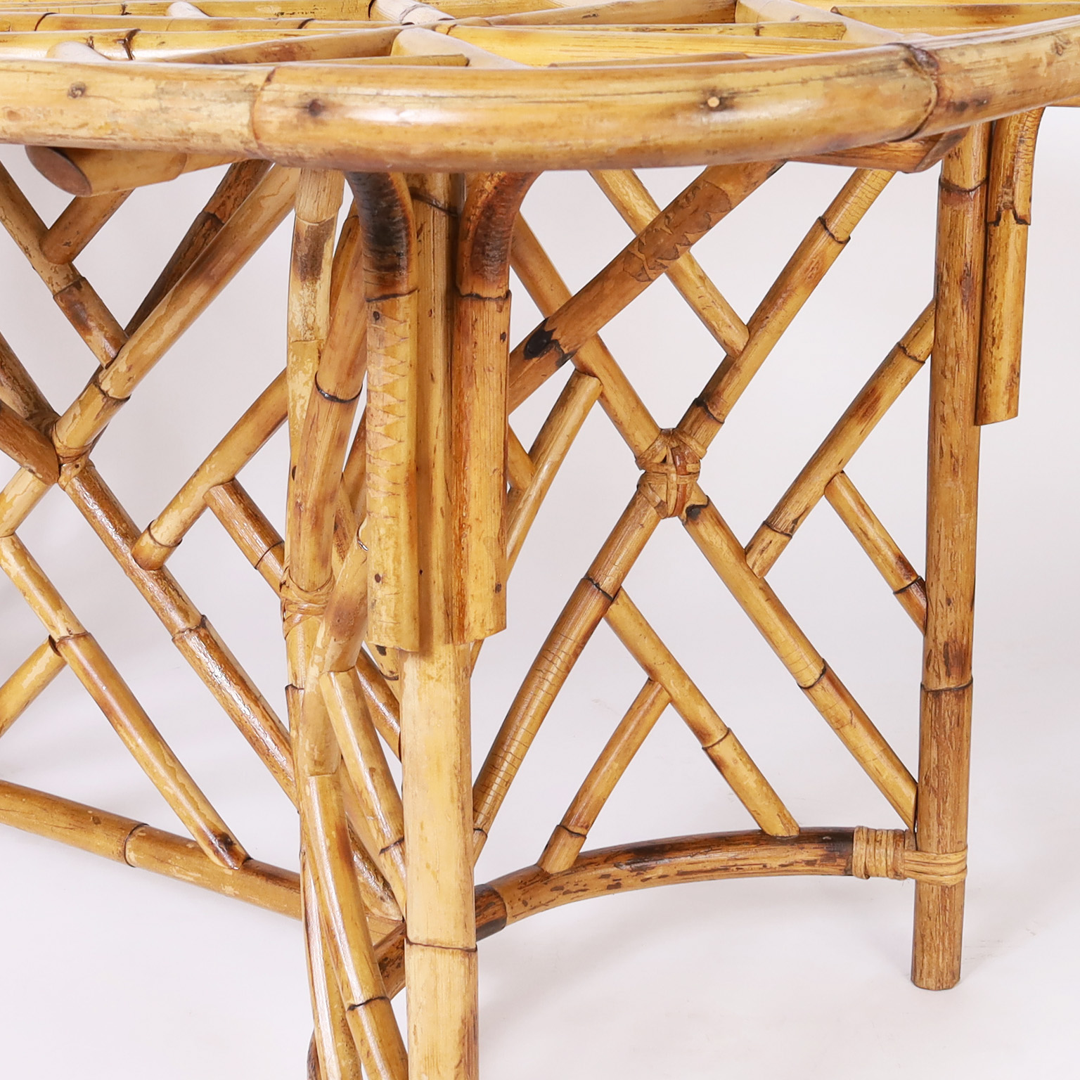Chinese Chippendale Style Mid Century Bamboo Dining Table