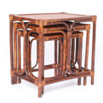 Mid Century British Colonial Style Nest of Faux Bamboo Tables