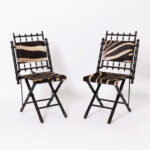 Pair of Antique French Faux Bamboo Chairs with Zebra