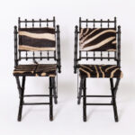 Pair of Antique French Faux Bamboo Chairs with Zebra