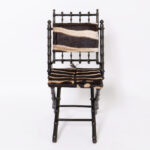 Pair of Antique French Faux Bamboo Chairs with Zebra