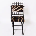 Pair of Antique French Faux Bamboo Chairs with Zebra