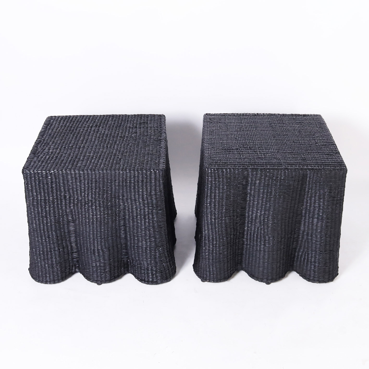 Pair of Black Square Ghost Drapery Stands from the FS Flores Collection