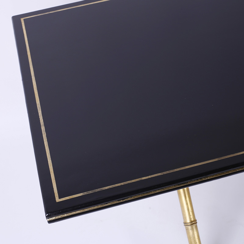 Rectangular Black Lacquer and Gold Leaf Table