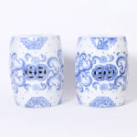 Pair of Vintage Chinese Blue and White Garden Seats