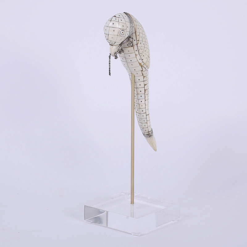 Mid Century Tessellated Bone Parrot