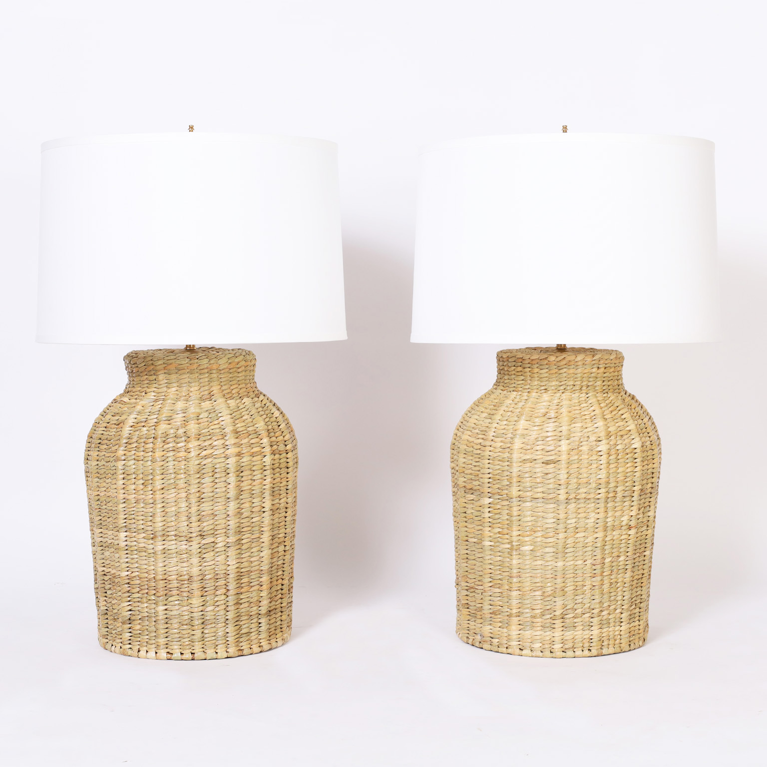Pair of Wicker Bottle Form Table Lamps from the FS Flores Collection