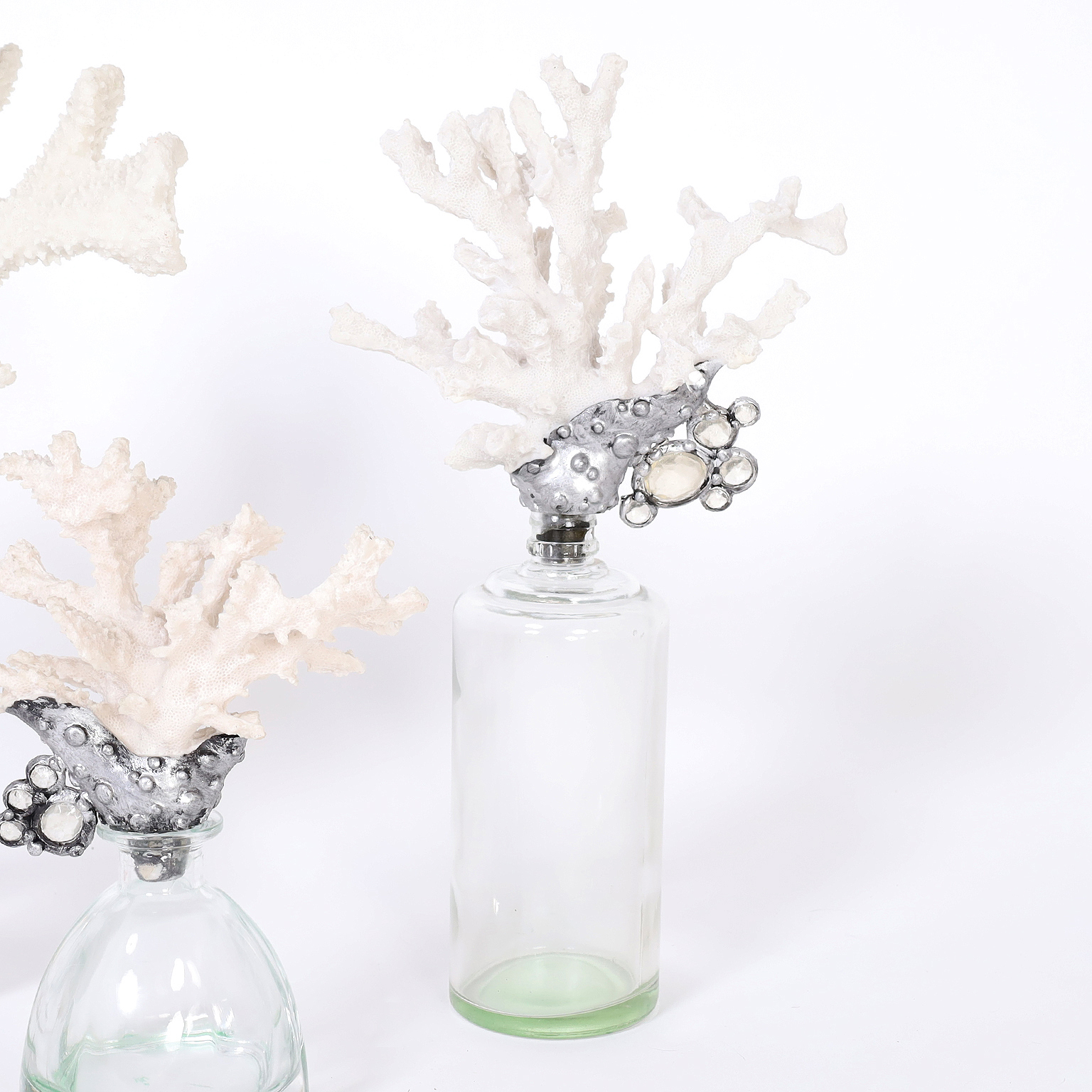Group of Four Faux Coral and Bottle Sculptures, Priced Individually