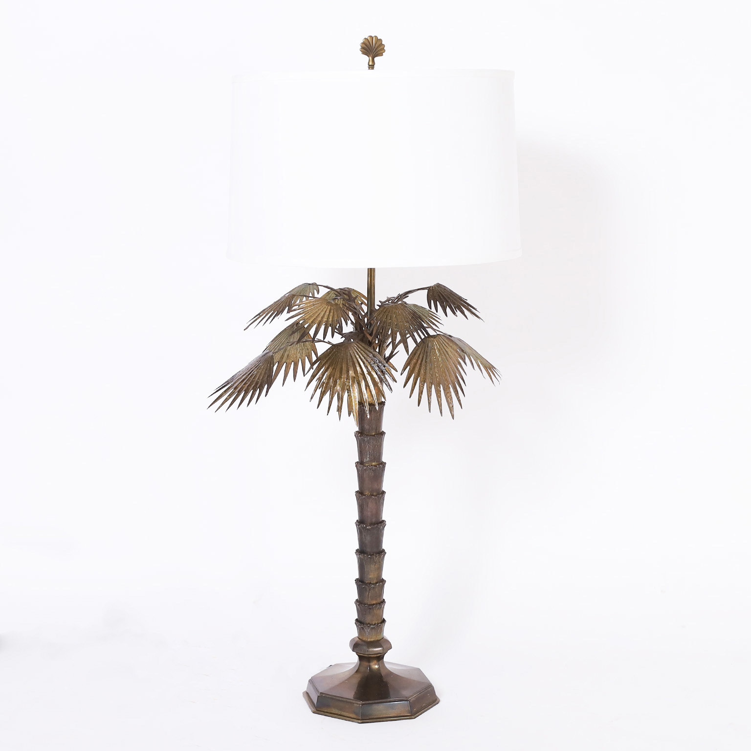 Mid Century Bronze Palm Tree Table Lamp