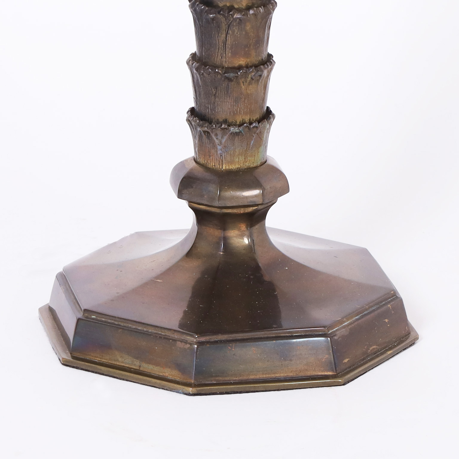 Mid Century Bronze Palm Tree Table Lamp
