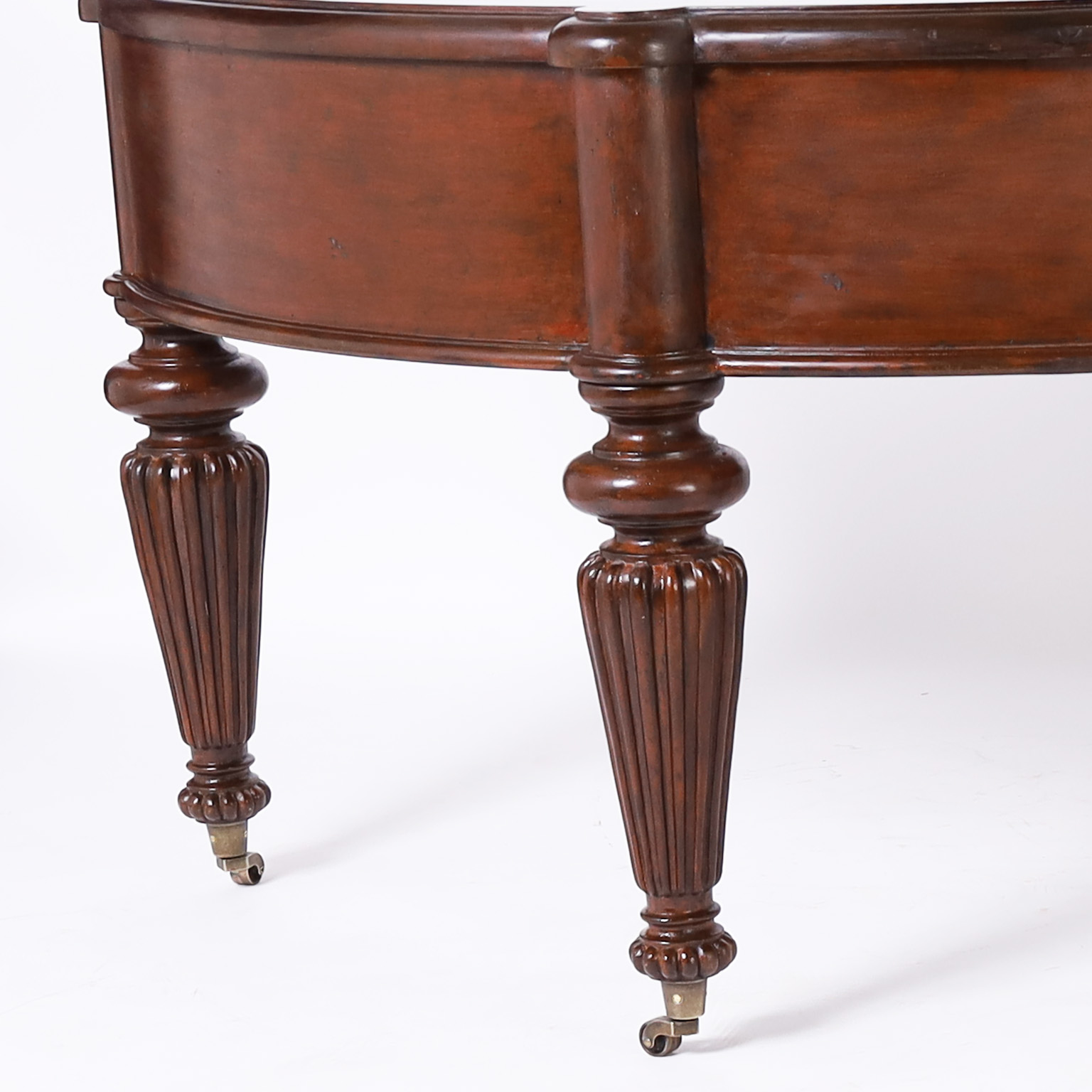 British Colonial Style Demi-Lune Leather Top Desk