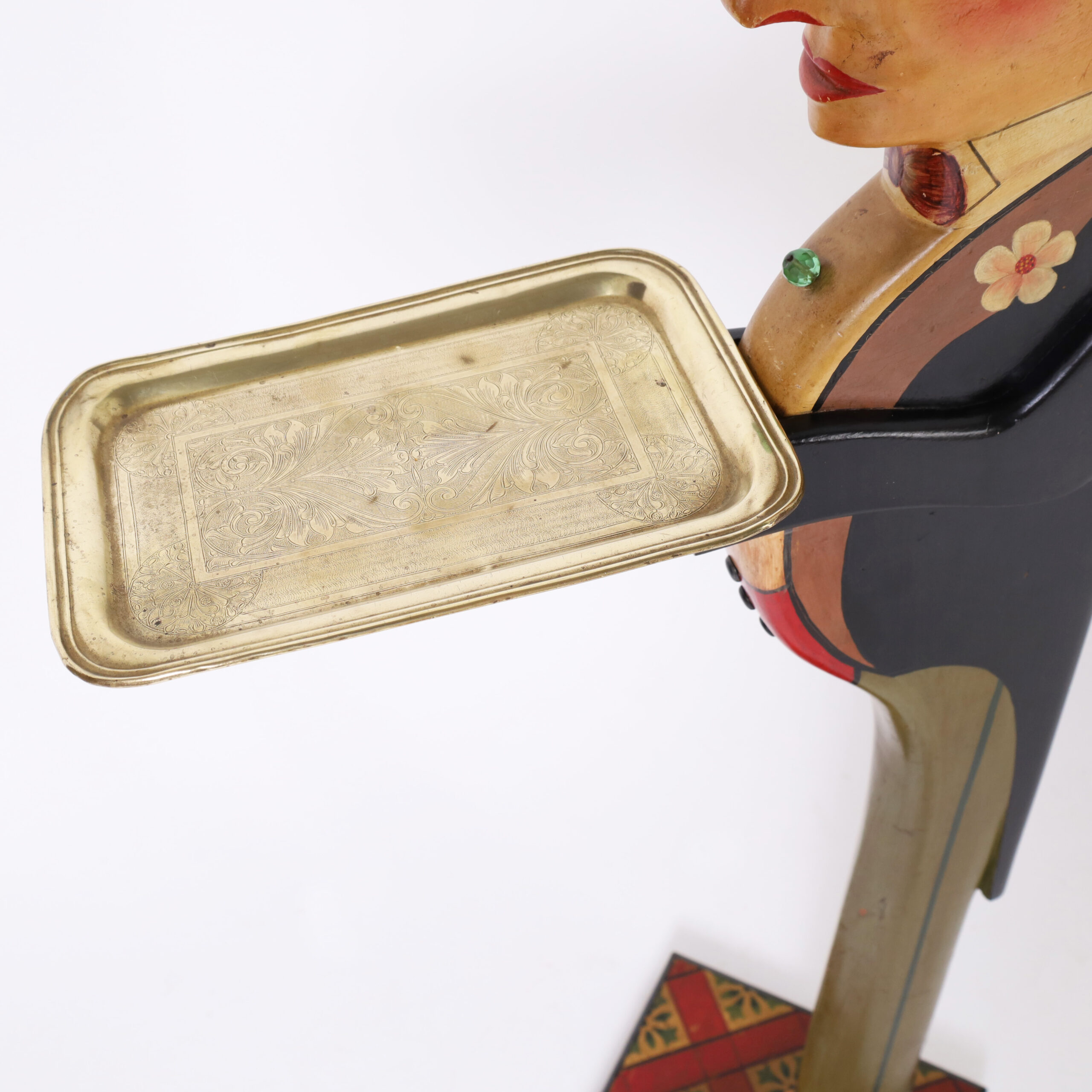 Vintage English Standing Butler with Serving Tray