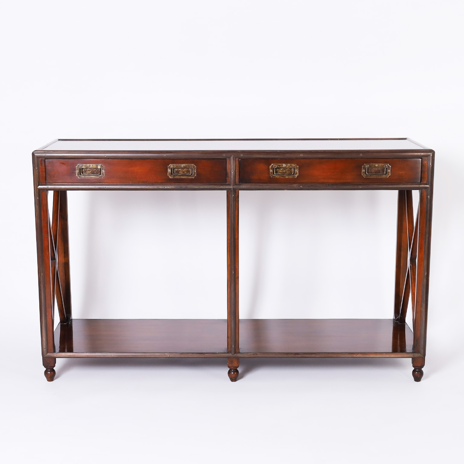 Campaign Style Mid Century Console Table