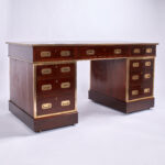 Antique English British Colonial Leather Top Desk