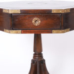 Pair of Antique English Campaign Leather Top Tables or Stands