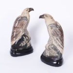 Pair of Carved and Painted Horn Birds