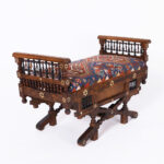 Antique Moroccan Carved and Inlaid Bench