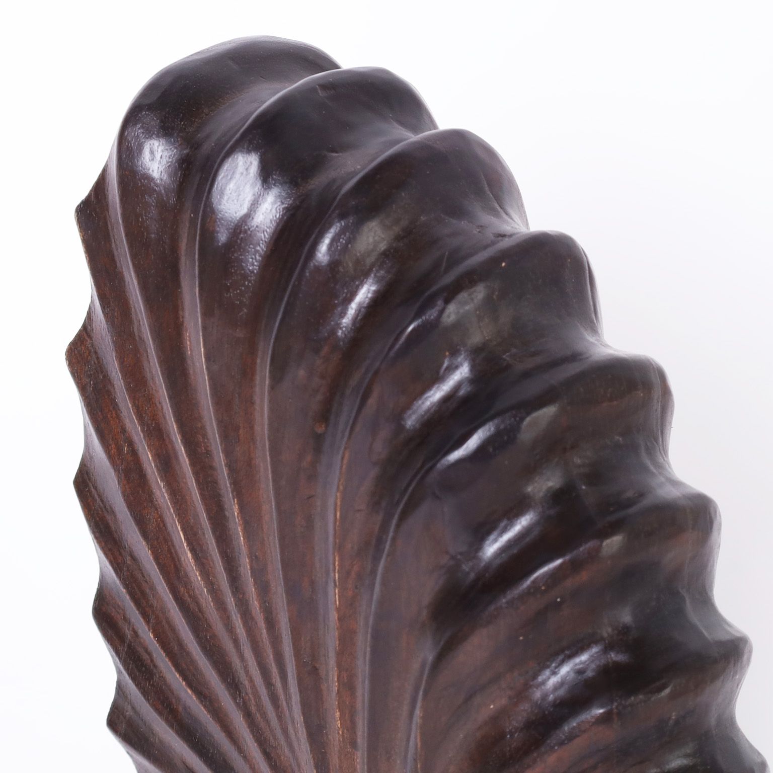 Vintage Pair of Carved Wood Nautilus Shells