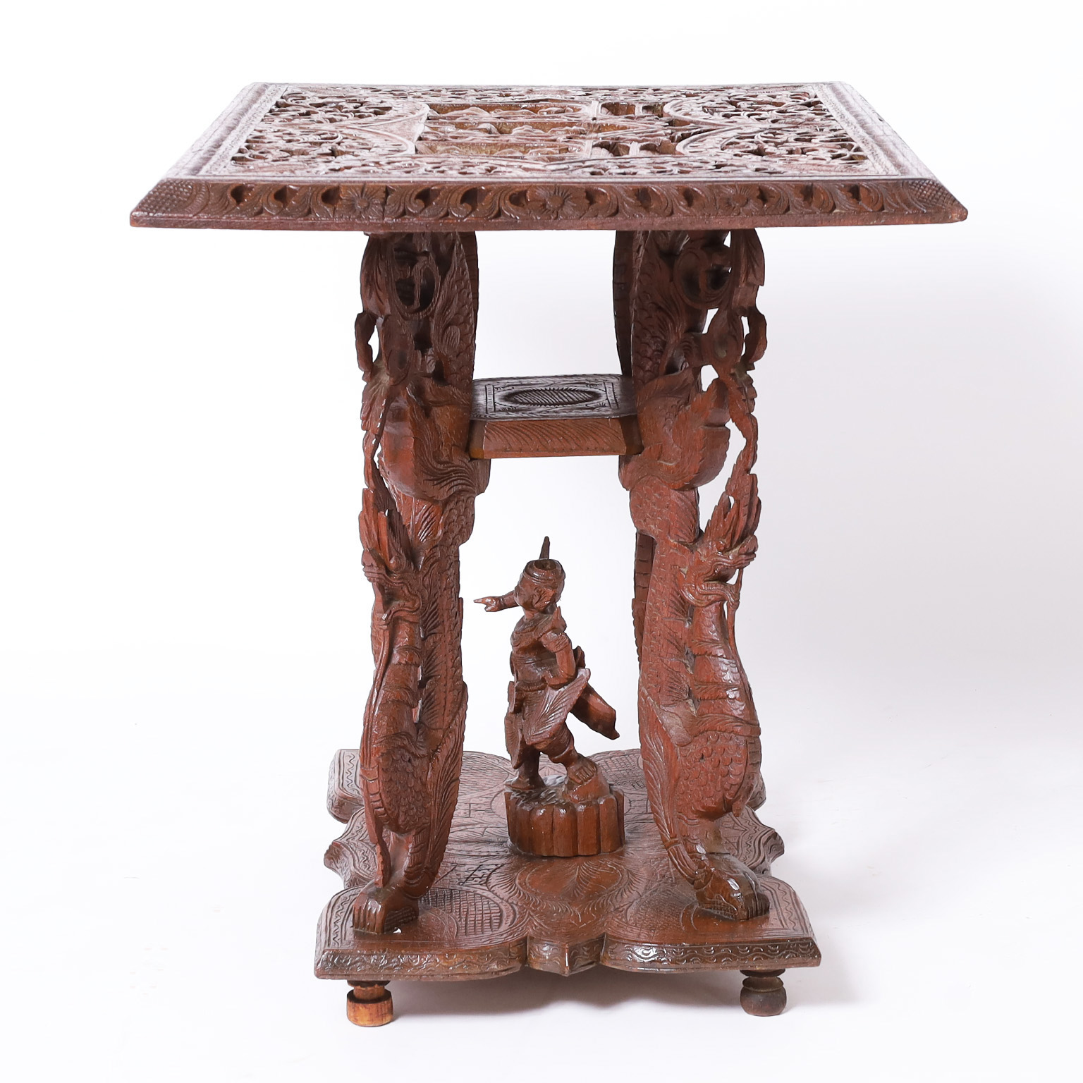 Antique Anglo Indian Carved Wood Stand or Table