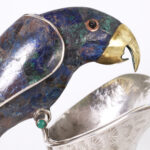Vintage Silver Plate Pitcher with Parrot by Los Castillo