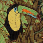 Wall Hanging Jungle Mosaic Tile Panel with Toucans