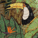 Wall Hanging Jungle Mosaic Tile Panel with Toucans