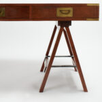 Vintage Campaign Style British Colonial Sawhorse Leather Top Desk by Charlotte Horstmann