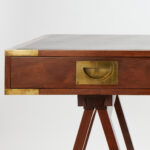 Vintage Campaign Style British Colonial Sawhorse Leather Top Desk by Charlotte Horstmann