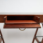 Vintage Campaign Style British Colonial Sawhorse Leather Top Desk by Charlotte Horstmann