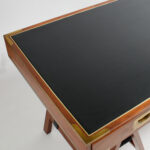 Vintage Campaign Style British Colonial Sawhorse Leather Top Desk by Charlotte Horstmann