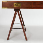 Vintage Campaign Style British Colonial Sawhorse Leather Top Desk by Charlotte Horstmann